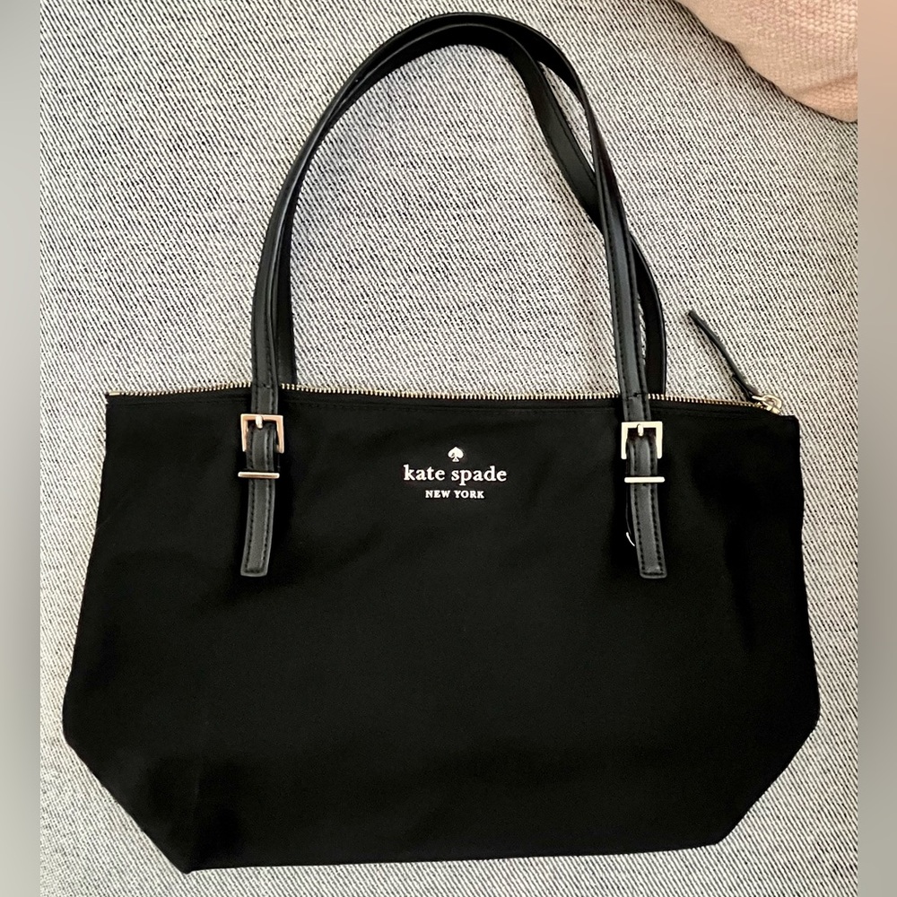 Kate Spade Black Tote with Leather Trim and Gold Hardware